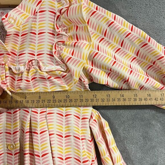 Christy & Fang Girls Dress Pink Yellow Retro Cottagecore Ruffle A-Line Sz Small - Picture 8 of 11